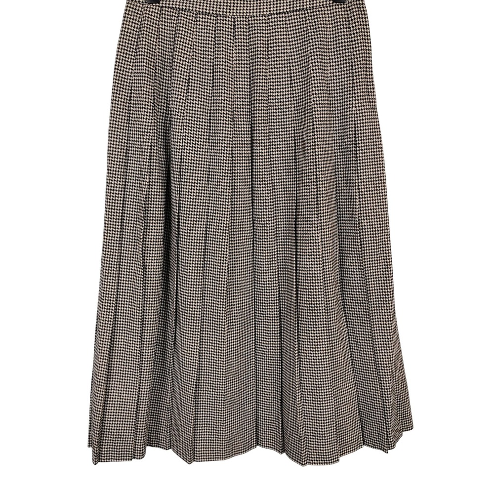 Womens SZ 16 Vinci Clothiers Houndstooth Pleated Midi Skirt Brown Dark Academia
